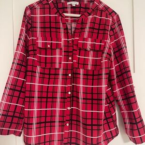 Notations Red Plaid Popover Shirt